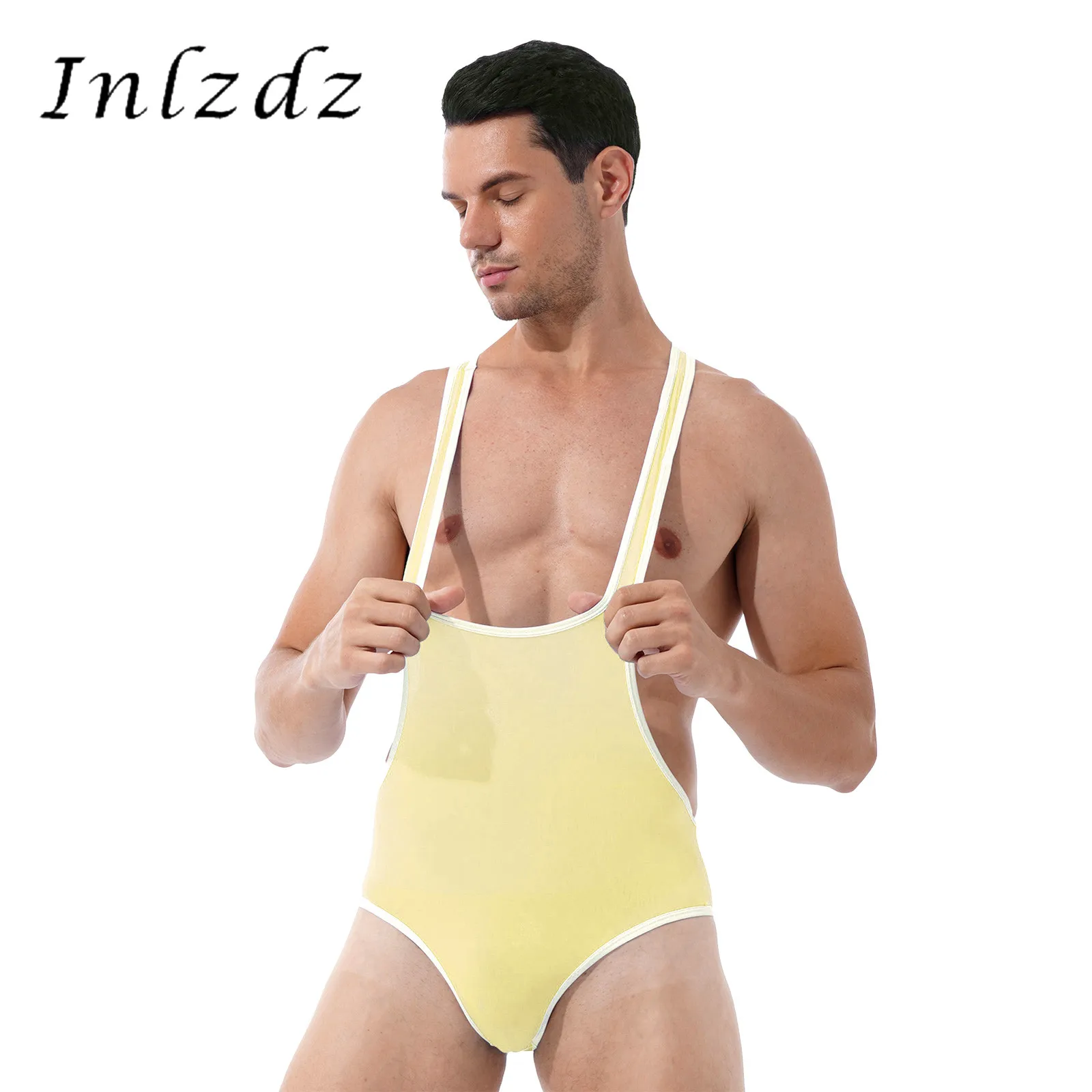 Mens Lingerie Teddies Costume Stretchy Deep U-Neck Sleeveless Sportwear Skinny Jumpsuits Wrestling Singlet Bodysuit Underwear
Mens Lingerie Teddies Costume Stretchy Deep U-Neck Sleeveless Sportwear Skinny Jumpsuits Wrestling Singlet Bodysuit Underwear