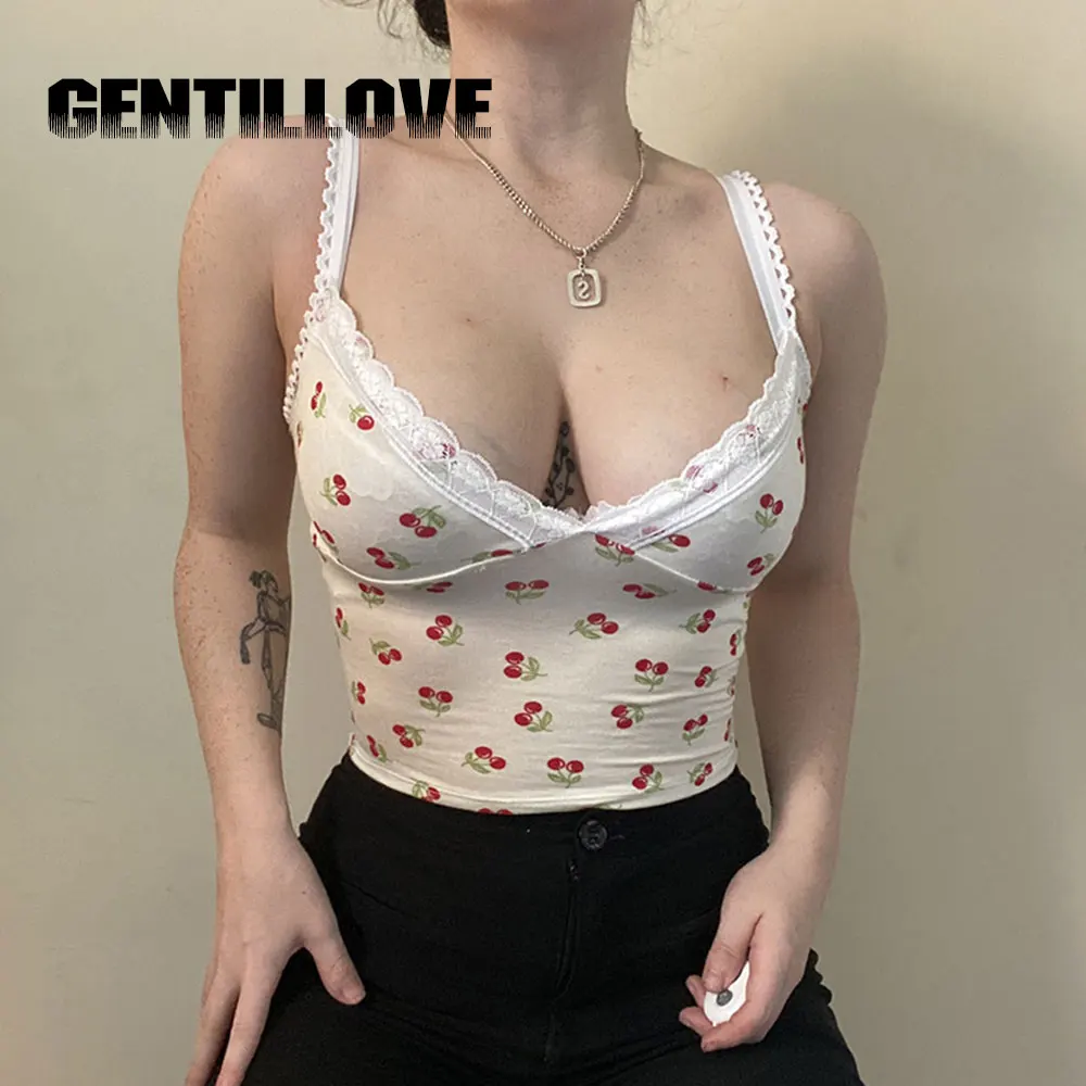 Sexy Cherry Printing Crop Tops 2000S Aesthetics V-Neck Lace Trim Kawaii Cami Tops Y2K Sleeveless Party Club Tanks Summer
Sexy Cherry Printing Crop Tops 2000S Aesthetics V-Neck Lace Trim Kawaii Cami Tops Y2K Sleeveless Party Club Tanks Summer