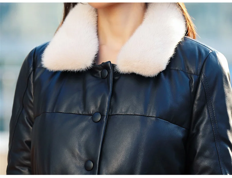 Genuine Leather Jacket Mink Fur Collar Down Jackets Winter Jacket Women 100% Real Sheepskin Coat Chaqueta Mujer MY3242
Genuine Leather Jacket Mink Fur Collar Down Jackets Winter Jacket Women 100% Real Sheepskin Coat Chaqueta Mujer MY3242