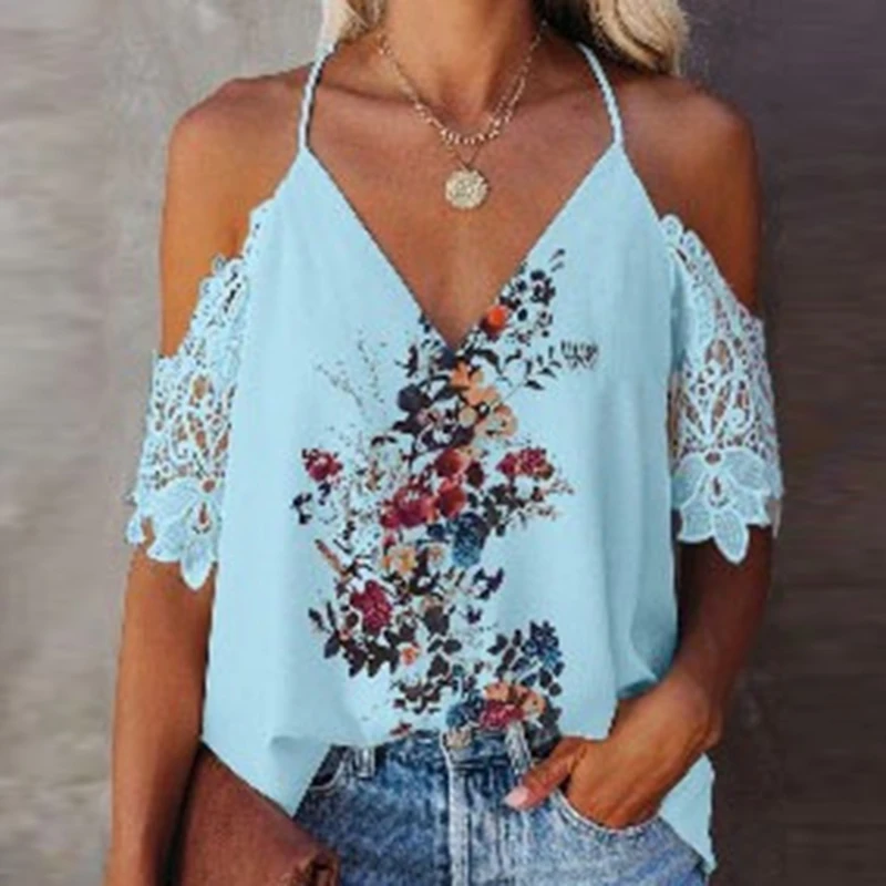 Women's Lace Sling T-shirt Fashion Loose Casual Floral Print Off Shoulder V-Neck Top Summer Beach Vacation Oversized Clothing
Women's Lace Sling T-shirt Fashion Loose Casual Floral Print Off Shoulder V-Neck Top Summer Beach Vacation Oversized Clothing