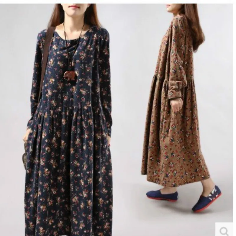 2020 Autumn New Large Size Loose Long-Sleeved Floral Simple Wind Dress Autumn Cotton and Linen Temperament Slim Dress Women
2020 Autumn New Large Size Loose Long-Sleeved Floral Simple Wind Dress Autumn Cotton and Linen Temperament Slim Dress Women