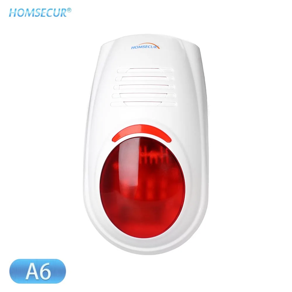 HOMSECUR A6 315MHz Wireless Flash Strobe Siren 110Db with Anti-tamper Function for 433MHz Home Security System
HOMSECUR A6 315MHz Wireless Flash Strobe Siren 110Db with Anti-tamper Function for 433MHz Home Security System