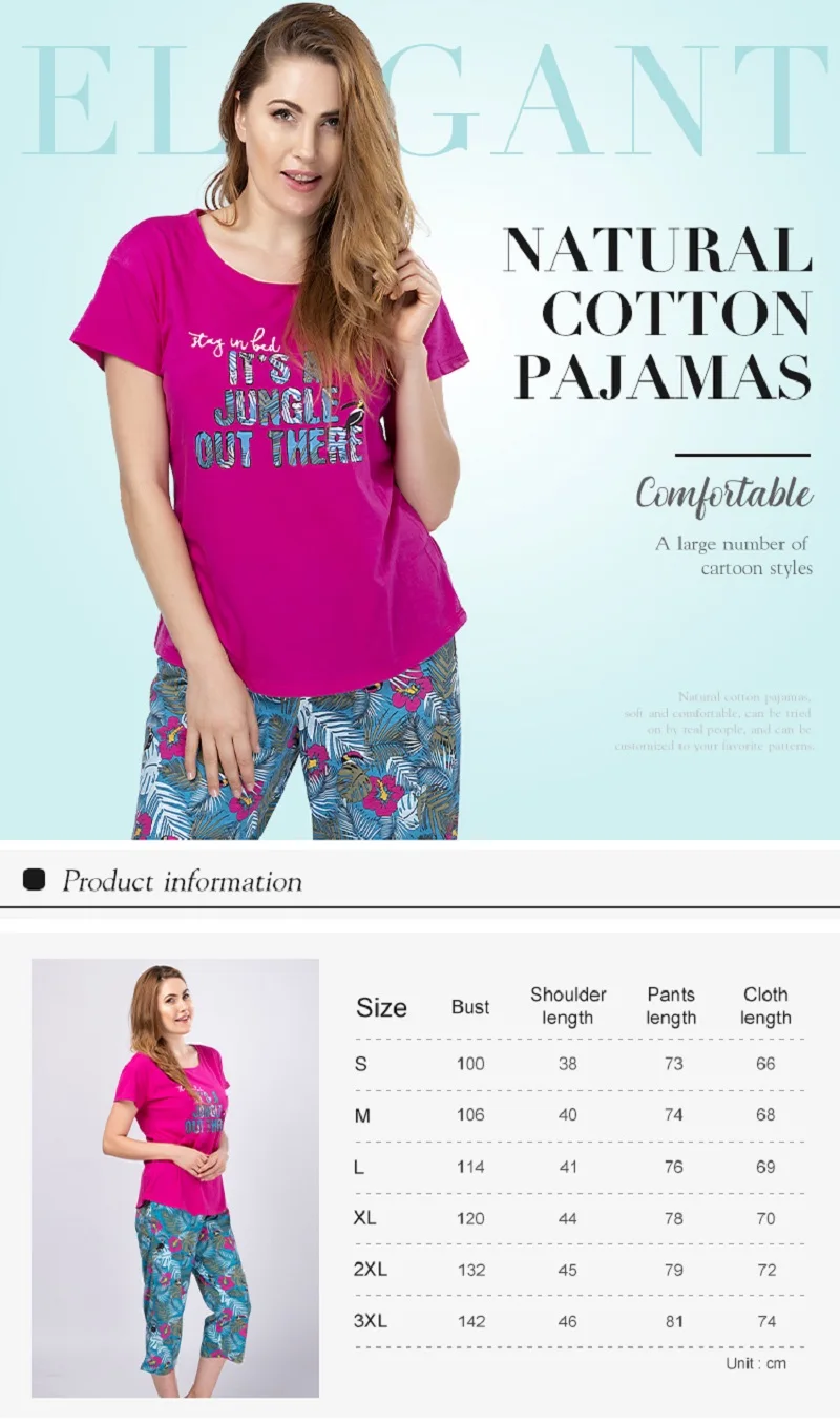 Summer Pajamas Set Women Sleepwear 2 pieces Set For Ladies Cotton Pajamas Pyjamas Loose Comfort Pijama Mujer Homewear
Summer Pajamas Set Women Sleepwear 2 pieces Set For Ladies Cotton Pajamas Pyjamas Loose Comfort Pijama Mujer Homewear
