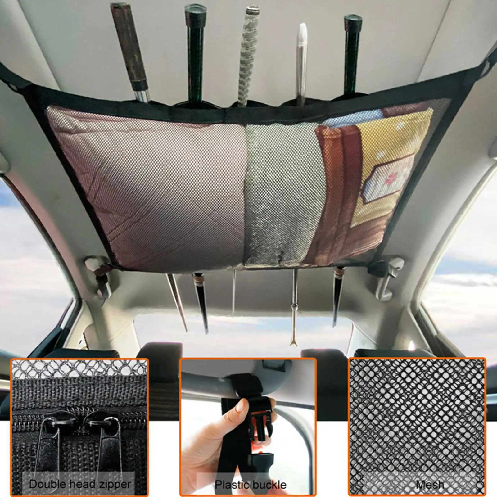 Car Ceiling Cargo Net Pocket Adjustable Car Roof Cargo Mesh Bag Durable Sundries Storage Netting For Car SUV Truck Accessories 
Car Ceiling Cargo Net Pocket Adjustable Car Roof Cargo Mesh Bag Durable Sundries Storage Netting For Car SUV Truck Accessories