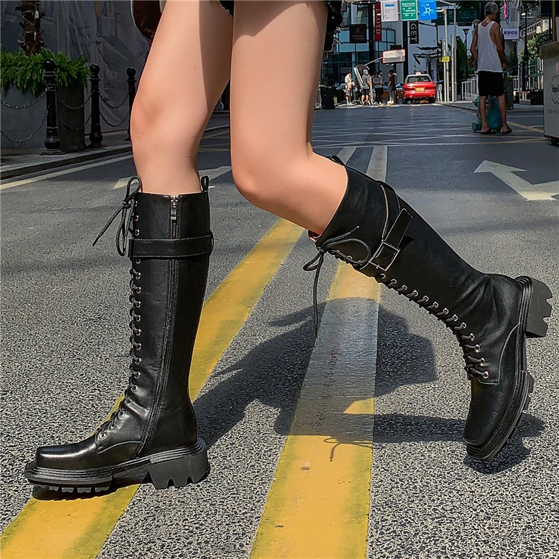 VERCONAS Autunm Winter Cross-Tied Women Knee-High Boots Fashion Genuine Leather Buckle Shoes Woman Side Zipper Platforms Boots
VERCONAS Autunm Winter Cross-Tied Women Knee-High Boots Fashion Genuine Leather Buckle Shoes Woman Side Zipper Platforms Boots