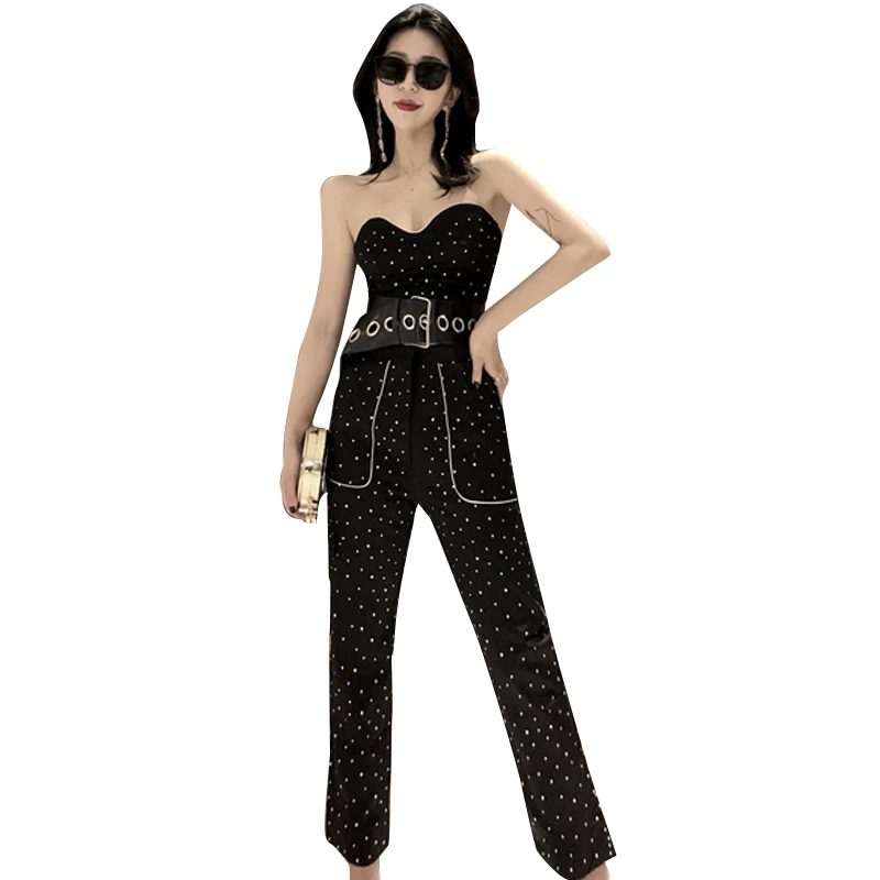 Korean Fashion Suit Female Summer Polka Dot Sexy Tube Top Top High Waist All-match Thin Casual Pants Two-piece Suit with Belt
Korean Fashion Suit Female Summer Polka Dot Sexy Tube Top Top High Waist All-match Thin Casual Pants Two-piece Suit with Belt