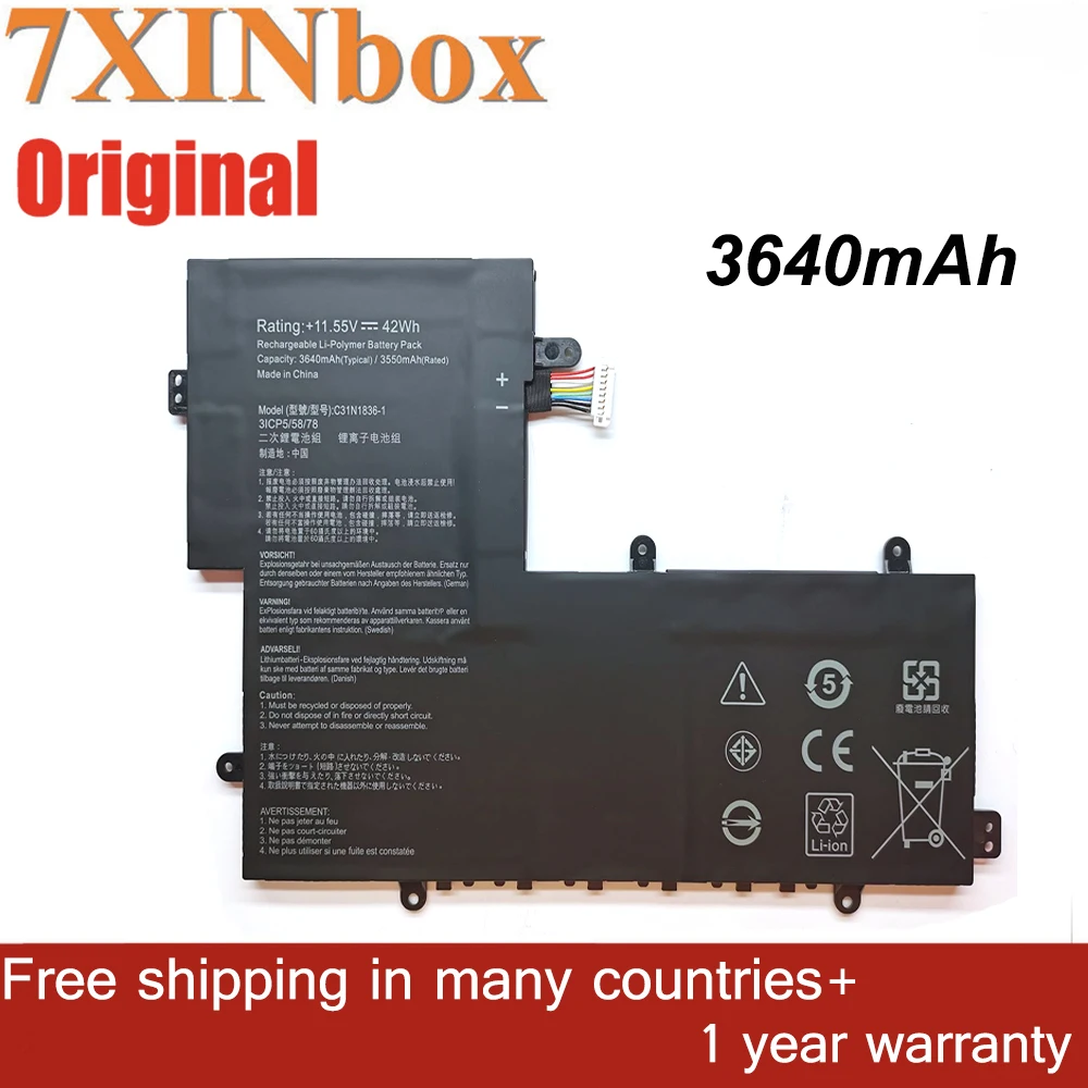 

7XINbox 11.55V 42Wh C31N1836-1 C31N1836 Laptop Battery For ASUS Chromebook Flip C204MA C214MA Series