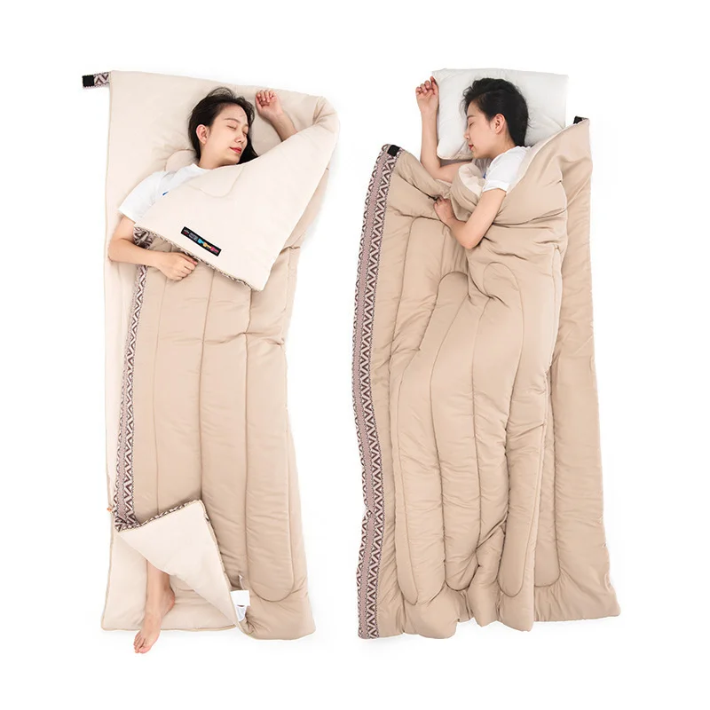 

Comfortable Cotton Sleeping Bag Ultralight Outdoor Camping Spliced Adult Sleeping Bag Washable Sleeping Quilt