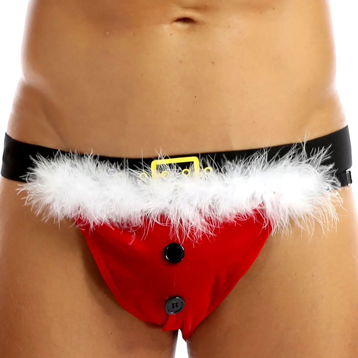 

Mens Soft Velvet Lingerie Underwear Low Rise Elastic Waistband Open Butt Briefs Christmas Santa Look Jockstrap G-string Thongs