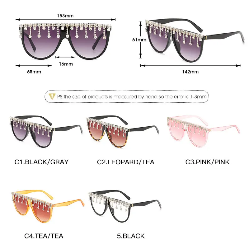 Oversize Goggles Sunglasses Women Luxury Fsahion Tassel Crystal Diamond Sun Glasses Round Steampunk UV Protection Glasses Shade
Oversize Goggles Sunglasses Women Luxury Fsahion Tassel Crystal Diamond Sun Glasses Round Steampunk UV Protection Glasses Shade