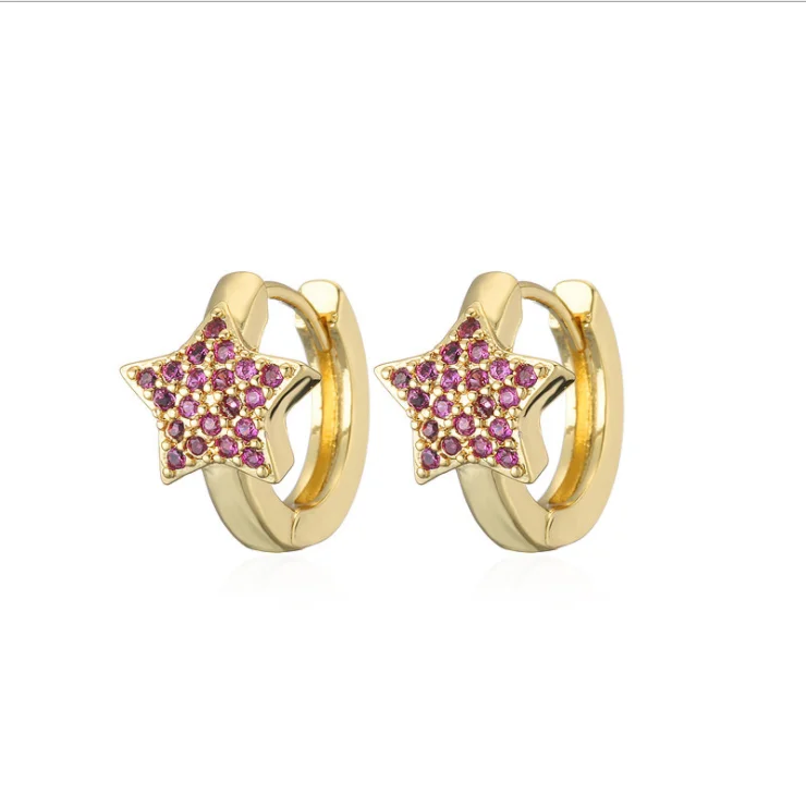 2021 new fashion copper micro-inlaid five-pointed star earring zircon women's earrings 
2021 new fashion copper micro-inlaid five-pointed star earring zircon women's earrings