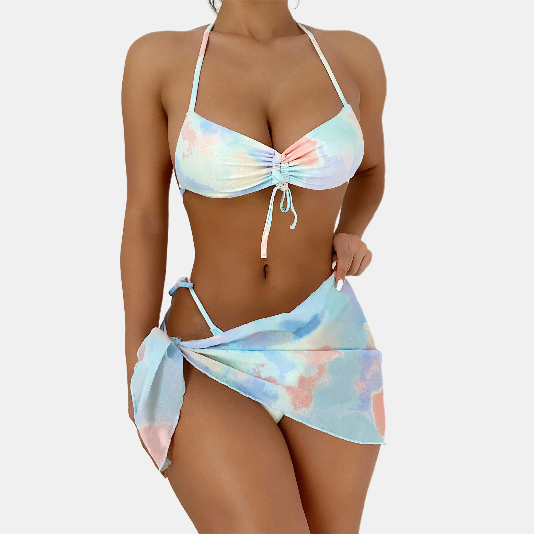 Bikini 2021 Sexy Tie Dye Drawstring Swimsuit Women Push Up Halter Bathing Suit Bather High Waist Printed 3 Pieces Bikini Set
Bikini 2021 Sexy Tie Dye Drawstring Swimsuit Women Push Up Halter Bathing Suit Bather High Waist Printed 3 Pieces Bikini Set