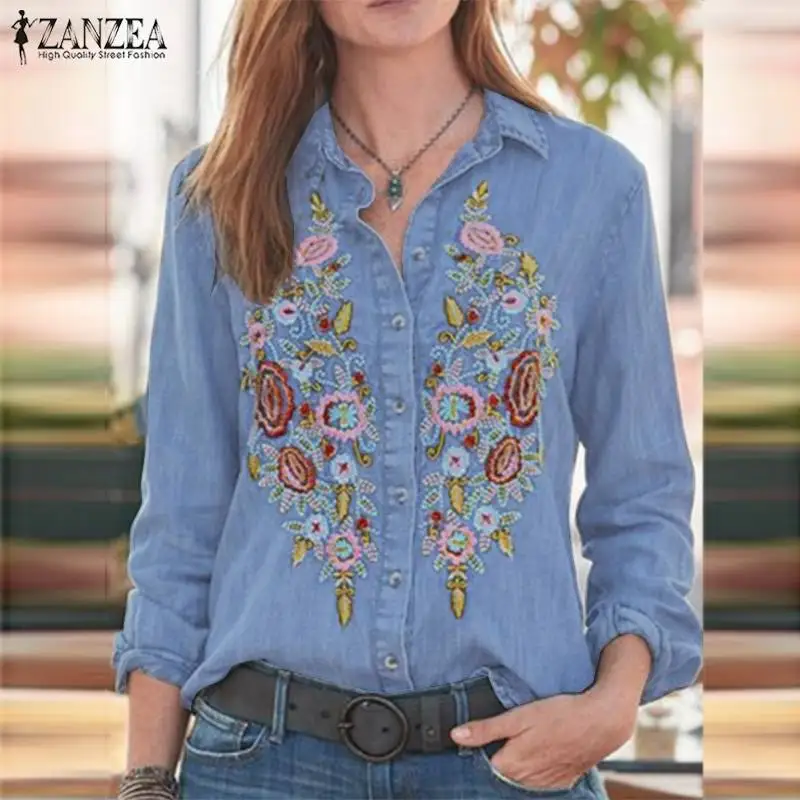 Fashion Floral Shirts Women's Embroidery Blouse 2022 ZANZEA Casual Button Down Blusas Female Long Sleeve Tunic Tops
Fashion Floral Shirts Women's Embroidery Blouse 2022 ZANZEA Casual Button Down Blusas Female Long Sleeve Tunic Tops