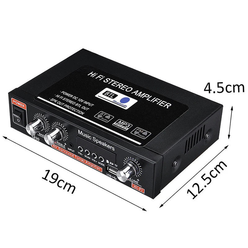 Universal G30 HIFI Bluetooth Car o Power Amplifier FM Radio Player Support SD / USB / DVD / MP3 with EU Plug
Universal G30 HIFI Bluetooth Car o Power Amplifier FM Radio Player Support SD / USB / DVD / MP3 with EU Plug