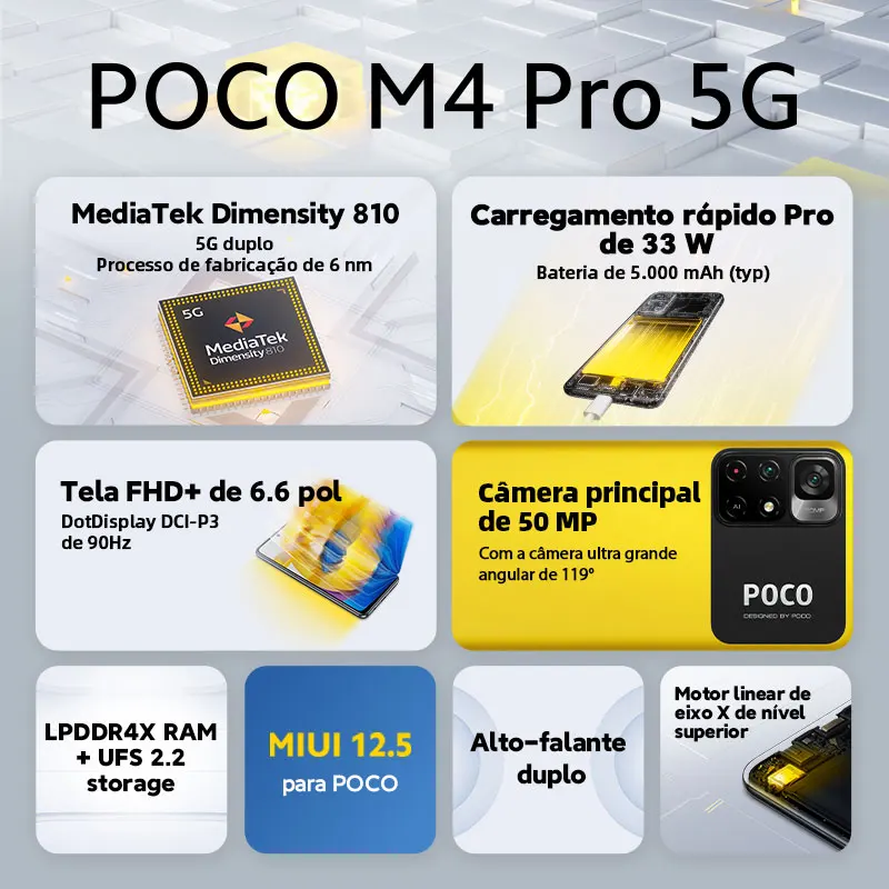 Глобальная версия смартфона POCO M4 Pro 5G NFC 4 Гб 64 Гб/6 ГБ 128 Dimensity 810 6 дюйма 90 Гц FHD + Dot