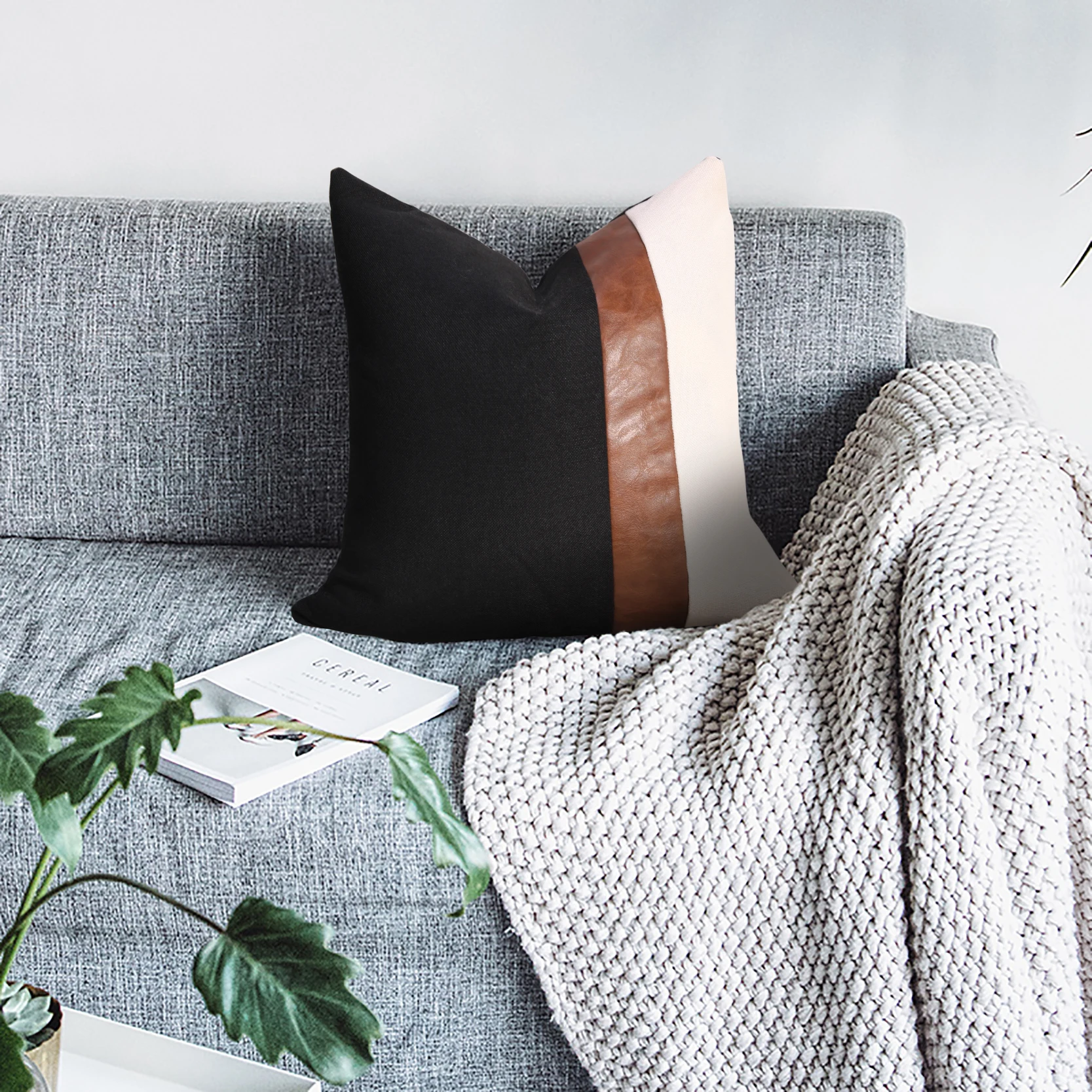Linen Farmhouse Square Throw Pillow Cover Black Brown Color Decorative Faux Leather Ticking Cushion Pillowcase Modern Sofa Couc
Linen Farmhouse Square Throw Pillow Cover Black Brown Color Decorative Faux Leather Ticking Cushion Pillowcase Modern Sofa Couc