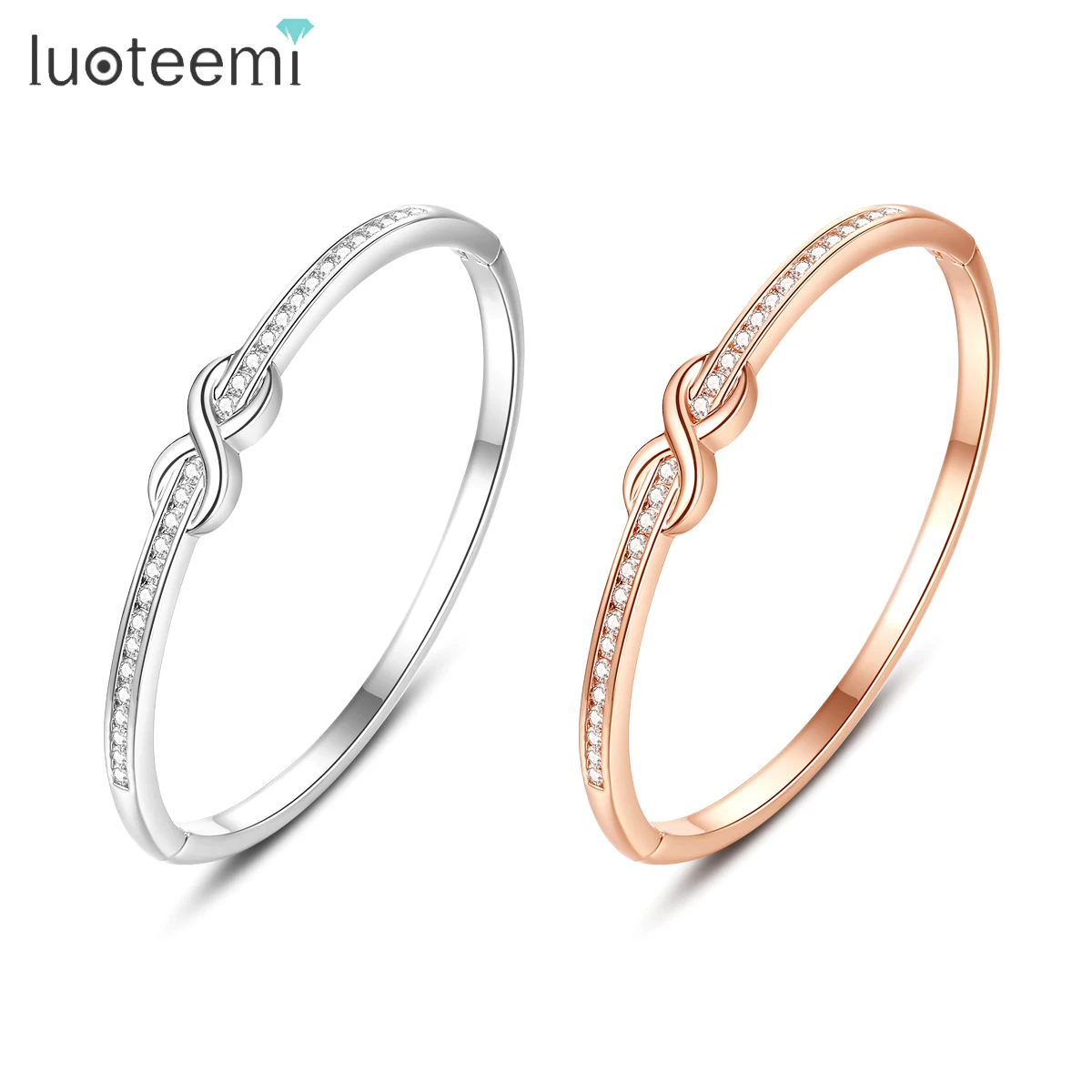 LUOTEEMI Fashion White Rose Gold Bow Knot Women Bangles AAA Cubic Zirconia CZ Bracelets for Girl Wholesale Dropshipping Gifts
LUOTEEMI Fashion White Rose Gold Bow Knot Women Bangles AAA Cubic Zirconia CZ Bracelets for Girl Wholesale Dropshipping Gifts