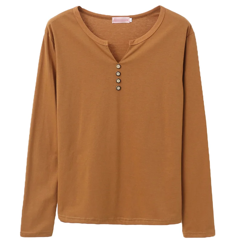 Plus Size Women's T-shirt Spring Autumn New Long Sleeve Button V-neck Solid Print Bottoming Tees Casual Loose T-shirt Tops Femme
Plus Size Women's T-shirt Spring Autumn New Long Sleeve Button V-neck Solid Print Bottoming Tees Casual Loose T-shirt Tops Femme