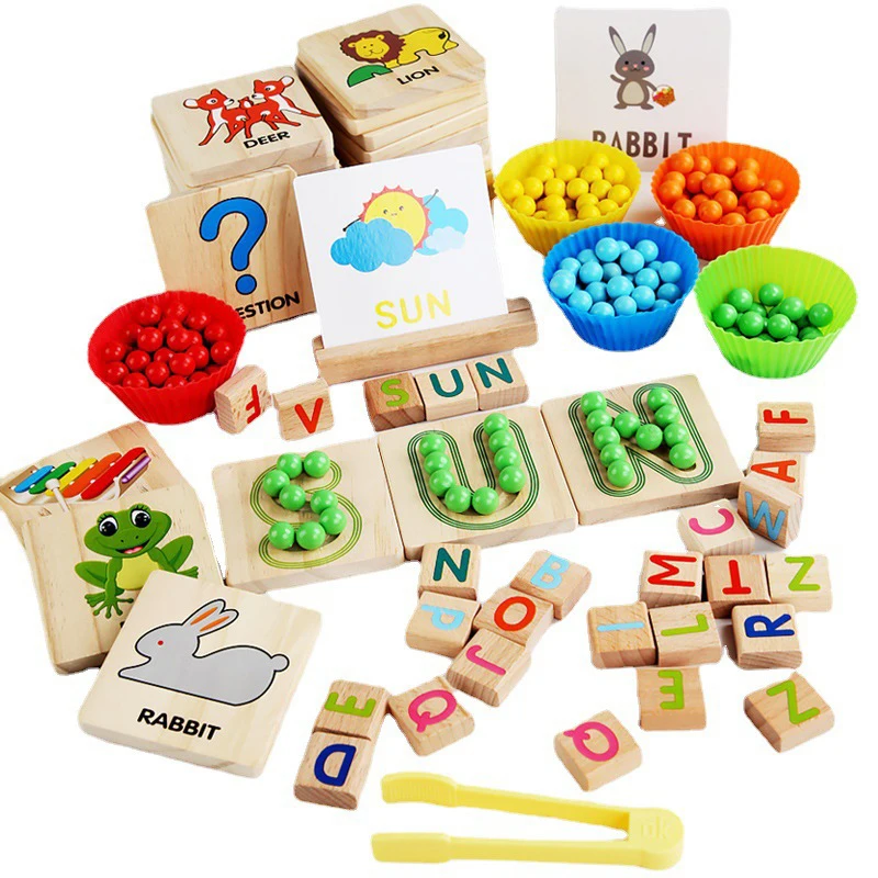 Clip Beads Montessori Wooden Spelling Words Educational Toys For Children 3 4 5 6 Years Old Jeux En Bois
Clip Beads Montessori Wooden Spelling Words Educational Toys For Children 3 4 5 6 Years Old Jeux En Bois