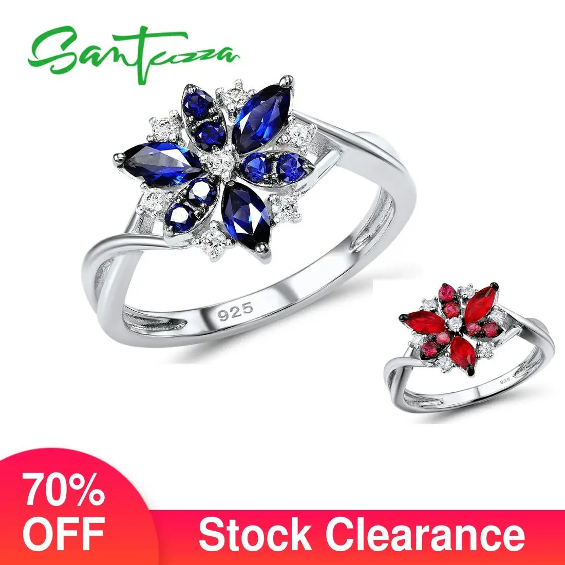SANTUZZA Silver Rings for Woman Blue Flower Ring Blue Nano Cubic Zirconia Rings Pure 925 Sterling Silver Party Fashion Jewelry
SANTUZZA Silver Rings for Woman Blue Flower Ring Blue Nano Cubic Zirconia Rings Pure 925 Sterling Silver Party Fashion Jewelry