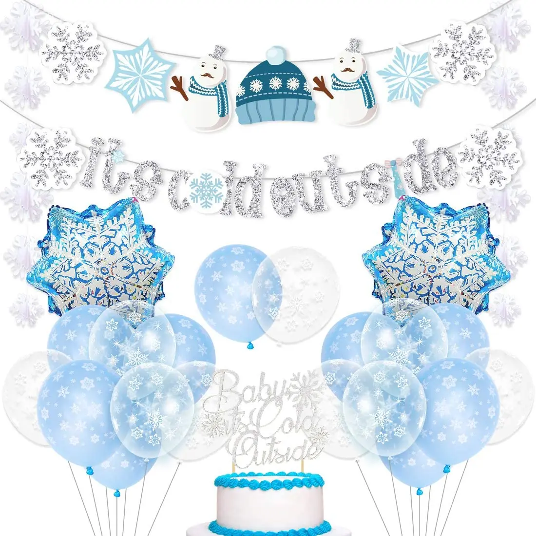 Baby It’s Cold Outside Baby Shower Party Decorations Blue Snowflake Balloons Set Cake Topper for Girls Birthday Party Supplies
Baby It’s Cold Outside Baby Shower Party Decorations Blue Snowflake Balloons Set Cake Topper for Girls Birthday Party Supplies