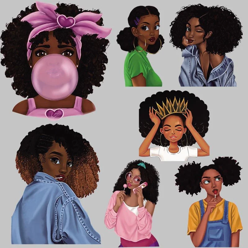 Black Girl Patches For Clothing Iron On Transfers Heat Transfer Vinyl Thermal Stickers African Girls On Clothes for Kid Applique
Black Girl Patches For Clothing Iron On Transfers Heat Transfer Vinyl Thermal Stickers African Girls On Clothes for Kid Applique