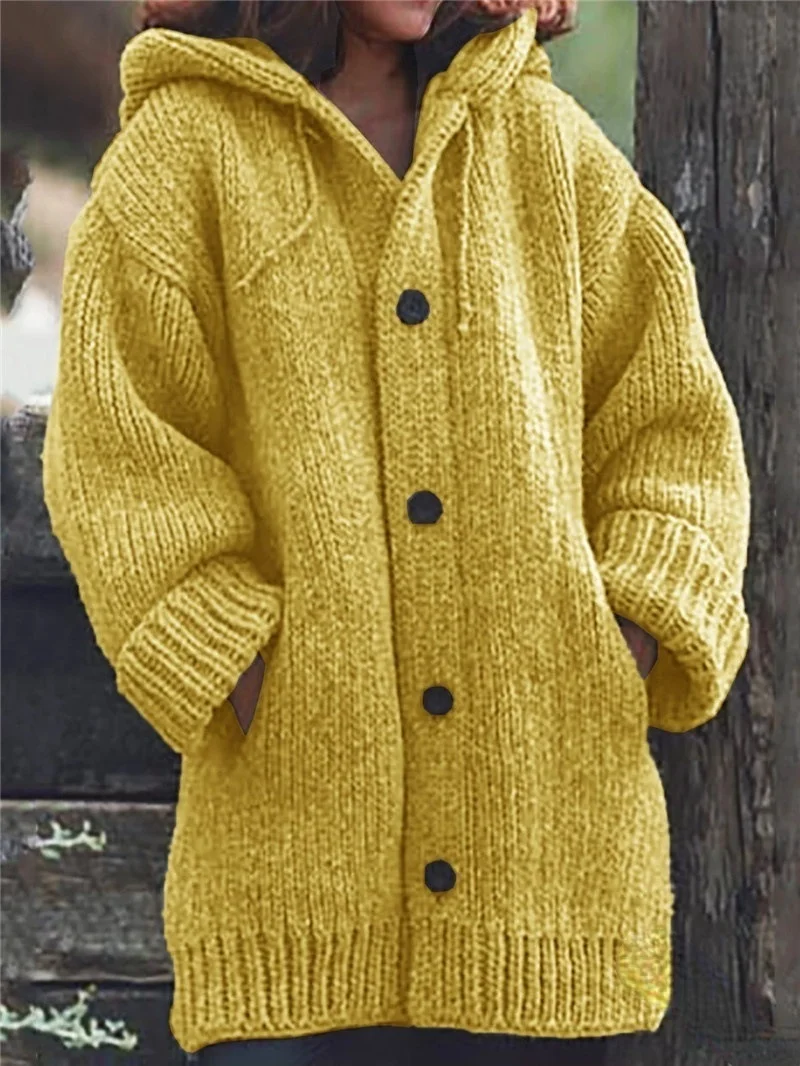 Autumn Winter 2021 New Fashion Medium Length Sweater Women Solid Button Cardigan Hooded Jacket Coats
Autumn Winter 2021 New Fashion Medium Length Sweater Women Solid Button Cardigan Hooded Jacket Coats