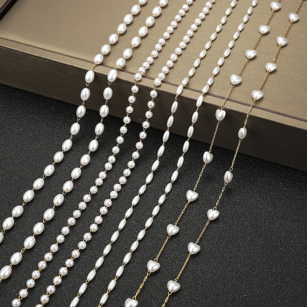 2m/Lot Round Oval Heart Imitation Pearl Gold Color Chain Stainless Steel Handmake DIY Bracelet Anklet Jewelry Making Supplies
2m/Lot Round Oval Heart Imitation Pearl Gold Color Chain Stainless Steel Handmake DIY Bracelet Anklet Jewelry Making Supplies