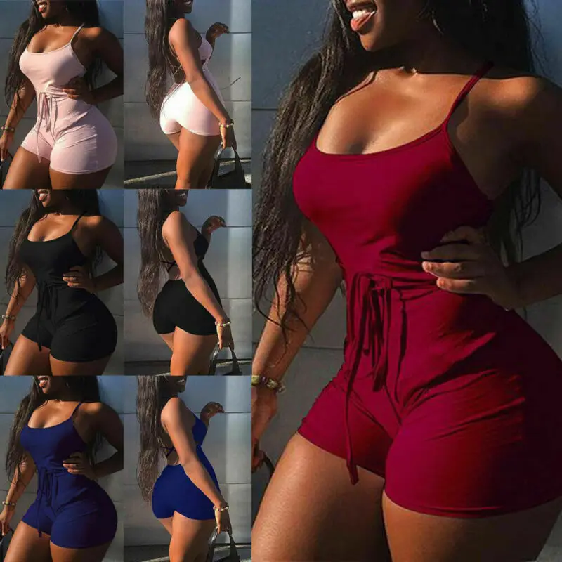 Women Short Sling High Waist Jumpsuit Beach Playsuit Party Club Sexy Summer Soild Sleeveless Bangdage Backless Rompers
Women Short Sling High Waist Jumpsuit Beach Playsuit Party Club Sexy Summer Soild Sleeveless Bangdage Backless Rompers