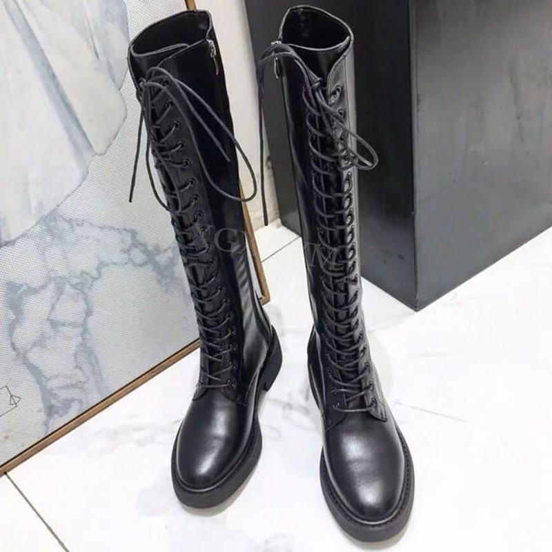 Winter Women Long Boots Genuine Leather Lace Up Round Toe Punk Superstar Equestrian Boots Buckle Fasteners Knee Boots Ladies
Winter Women Long Boots Genuine Leather Lace Up Round Toe Punk Superstar Equestrian Boots Buckle Fasteners Knee Boots Ladies