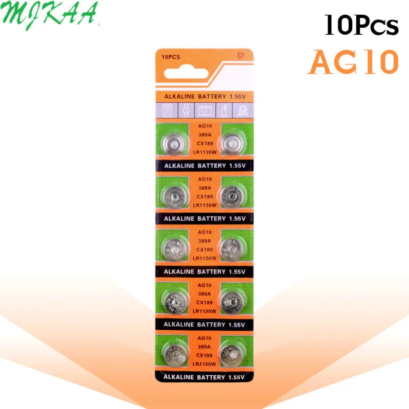10PCS/pack AG10 LR54 Cell Coin Alkaline Battery 1.55V SR54 389 189 LR1130 SR1130 Button Batteries for Watch Toys Remote
10PCS/pack AG10 LR54 Cell Coin Alkaline Battery 1.55V SR54 389 189 LR1130 SR1130 Button Batteries for Watch Toys Remote