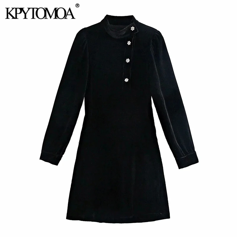 KPYTOMOA Women 2021 Chic Fashion With Bejewelled Buttons Velvet Mini Dress Vintage Stand Collar Long Sleeve Female Dresses Mujer
KPYTOMOA Women 2021 Chic Fashion With Bejewelled Buttons Velvet Mini Dress Vintage Stand Collar Long Sleeve Female Dresses Mujer