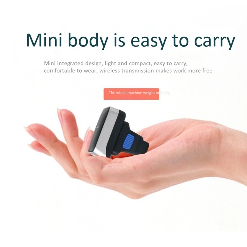 Portable 1D and 2D Bluetooth Barcode Scanner, Handheld Mini Wearable Wireless Scanner, for Windows, Android, IOS, Mac