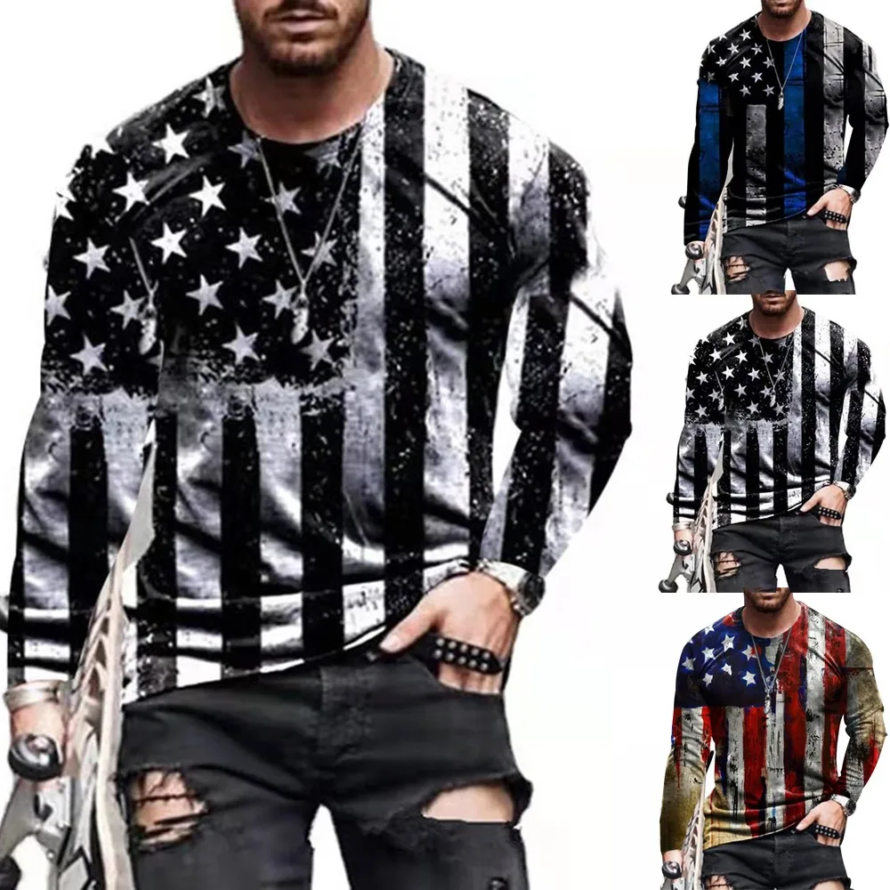 Summer Men 3D American Flag Printed Crew Neck Tees Tops Long Sleeve Casual T-Shirt Sport Muscle Streetwear Fashion Man's Tee
Summer Men 3D American Flag Printed Crew Neck Tees Tops Long Sleeve Casual T-Shirt Sport Muscle Streetwear Fashion Man's Tee