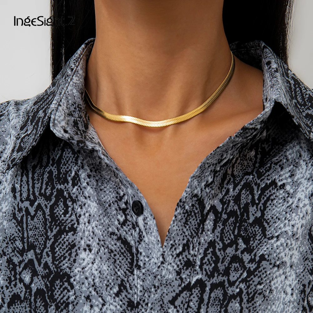 IngeSight.Z Simple Stainless Steel Flat Blade Snake Chain Choker Necklace Gold Color Short Clavicle Collar Necklace Jewelry Gift
IngeSight.Z Simple Stainless Steel Flat Blade Snake Chain Choker Necklace Gold Color Short Clavicle Collar Necklace Jewelry Gift
