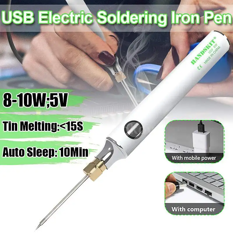 

USB зарядка паяльник 5 в 8 Вт Регулируемая температура Электрический паяльник набор инструментов с паяльной подставкой Solderng провод