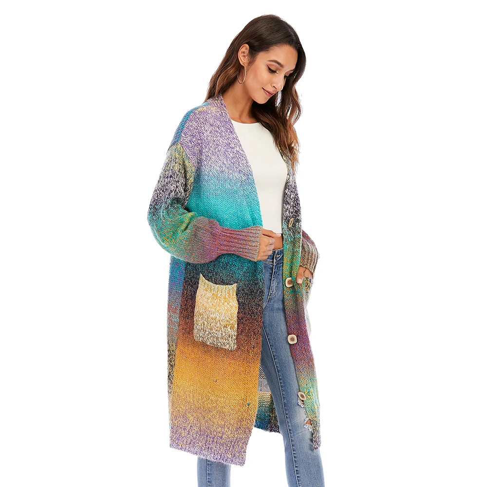 Women's lightweight long sleeve cardigan, Rainbow Stripe pullover, loose, casual, open front, breathable, with pocket
Women's lightweight long sleeve cardigan, Rainbow Stripe pullover, loose, casual, open front, breathable, with pocket
