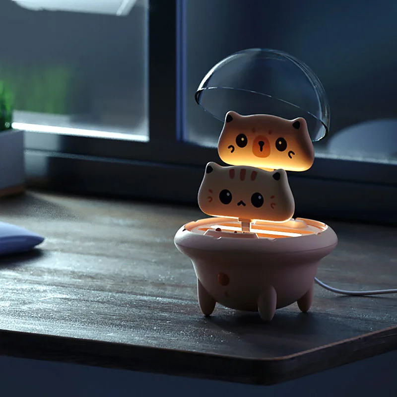 800mAh Mini Power Bank Cute Cat USB C Portable External Battery Case Charger with LED Night Light cartoon Fast charging power |