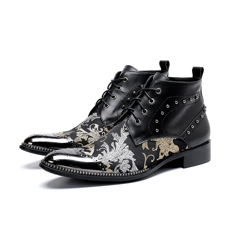 New private customized men's high-end leather shoes, British style pointed toe leather overshoessnake print high-top men's shoes
New private customized men's high-end leather shoes, British style pointed toe leather overshoessnake print high-top men's shoes
