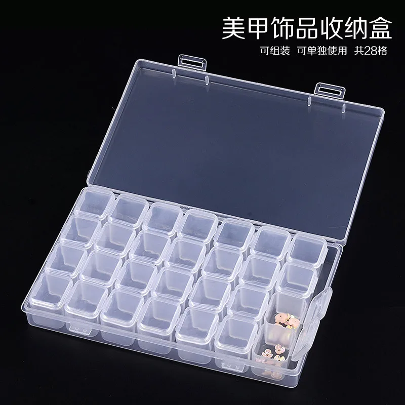 28 grid nail tool jewelry storage box jewelry split transparent color detachable box
28 grid nail tool jewelry storage box jewelry split transparent color detachable box