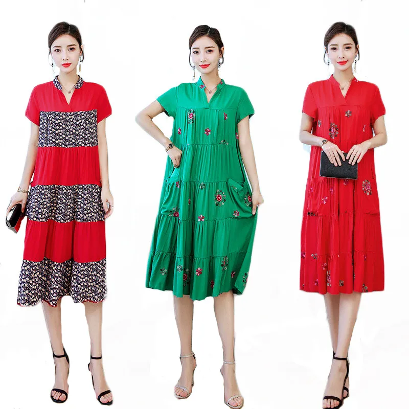 Cotton Silk Dress Women 2021 Summer New Short Sleeves Mid-length Plus Size Loose Thin Embroidered Slim Dresses Female JD1257
Cotton Silk Dress Women 2021 Summer New Short Sleeves Mid-length Plus Size Loose Thin Embroidered Slim Dresses Female JD1257