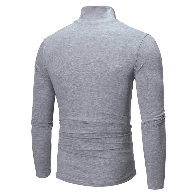 Half Turtleneck Men T-Shirt Casual Long Sleeve T Shirt Male Long Sleeve Tops Fashion Fitness Tight Tee Shirt