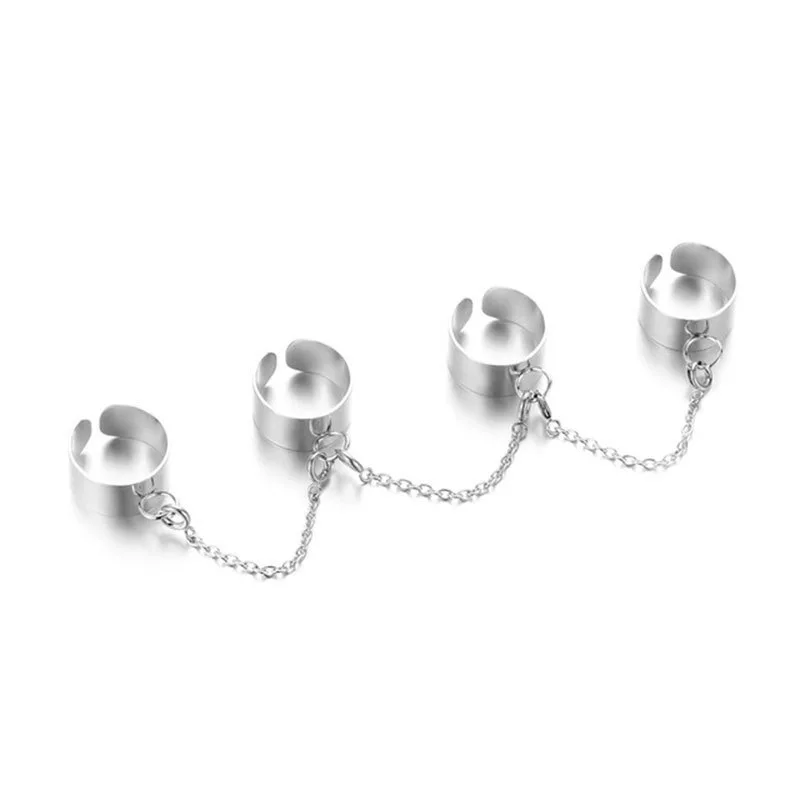 Punk Cool Hip Pop Rings Multi-layer Adjustable Chain Four Open Finger Rings Alloy man Rotate Rings for Women Party Gift Dropship 
Punk Cool Hip Pop Rings Multi-layer Adjustable Chain Four Open Finger Rings Alloy man Rotate Rings for Women Party Gift Dropship