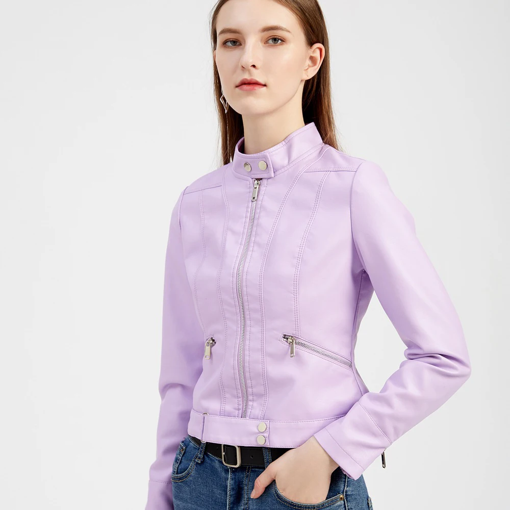 Fashion Sping Autumn Faux Leather Jacket Women Slim Stand Collar Short Motorcycle Jacket Female Zipper Outerwear
Fashion Sping Autumn Faux Leather Jacket Women Slim Stand Collar Short Motorcycle Jacket Female Zipper Outerwear