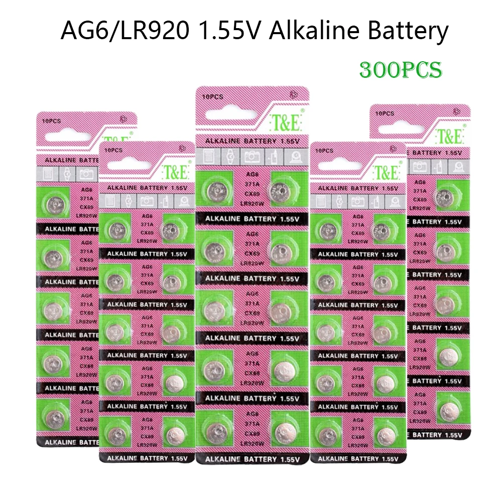 AG6 1.55V AlkalineButton Battery 300pcs=30Card 40mAh 371 D371 605 SR920SW SR69 Coin Cell Promotion For Watch Button Battery 
AG6 1.55V AlkalineButton Battery 300pcs=30Card 40mAh 371 D371 605 SR920SW SR69 Coin Cell Promotion For Watch Button Battery