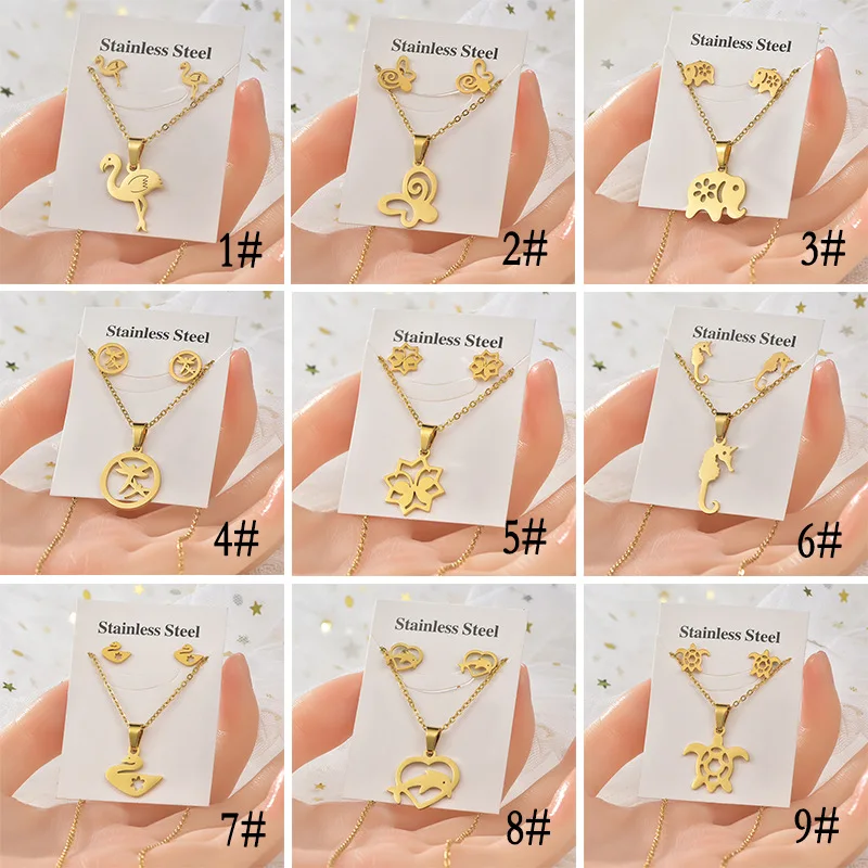 New Animal Jewelry Set Stainless Steel Necklace Ear Studs Wedding Engagement Party Jewelry Gifts
New Animal Jewelry Set Stainless Steel Necklace Ear Studs Wedding Engagement Party Jewelry Gifts