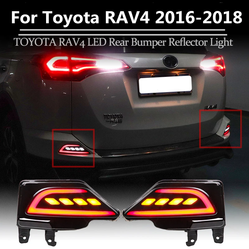 

Светодиодный светильник s для Toyota RAV4 2016 2017 2018 задний бампер Предупреждение лампы сигнала поворота Стоп-сигнал заднего хода светильник проти...