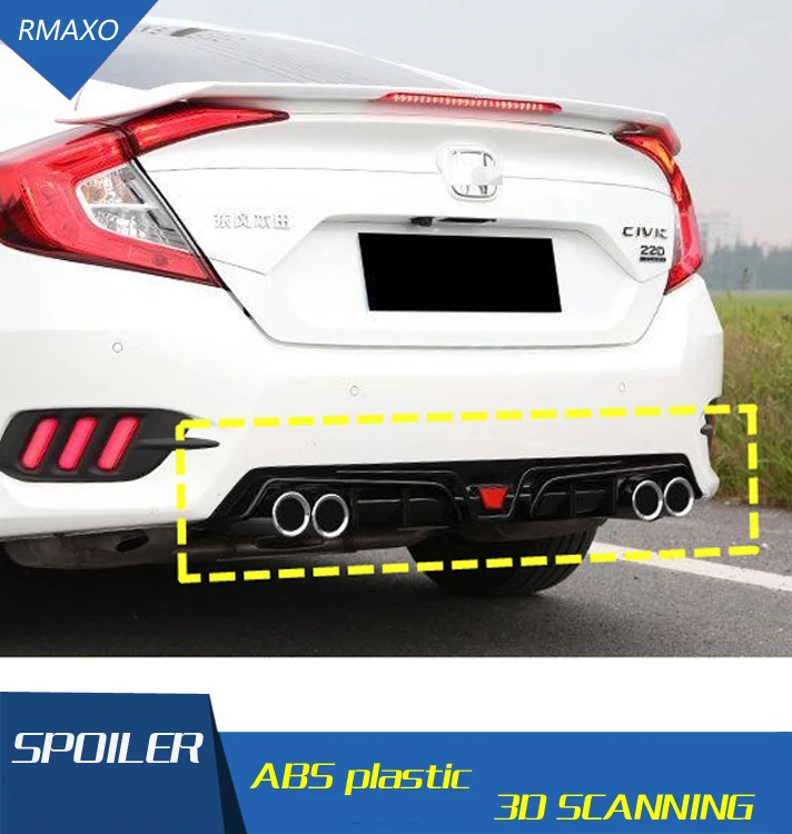 Для Honda civic задний спойлер 2016 ABS бампер диффузор защитные бамперы для After хром
