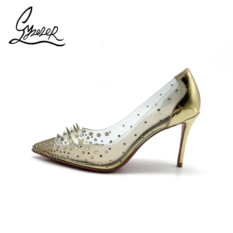 Yuerui New Transparent Gold High Heels Women's Stiletto Pointed Shallow Mouth Rivet Rhinestone Crystal Shoes Wedding Party Shoes
Yuerui New Transparent Gold High Heels Women's Stiletto Pointed Shallow Mouth Rivet Rhinestone Crystal Shoes Wedding Party Shoes