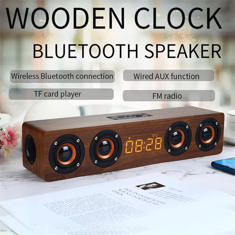 Новая портативная беспроводная Bluetooth Колонка деревянная Колонка Будильник радио сабвуфер Саундбар для ТВ Колонка AUX USB 30
Новая портативная беспроводная Bluetooth Колонка деревянная Колонка Будильник радио сабвуфер Саундбар для ТВ Колонка AUX USB 30